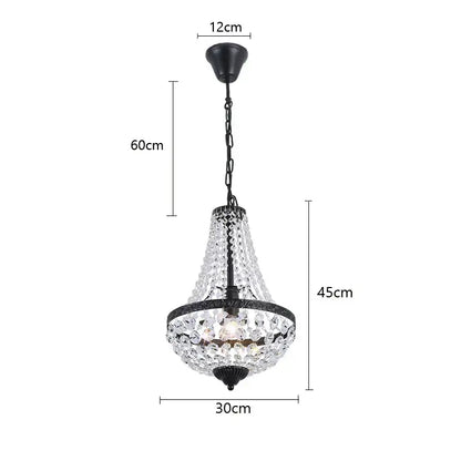 Black metal decorbites iron art crystal chandelier with cascading clear crystal droplets and ornate frame for dining room lighting
