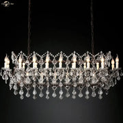 Elegant decorbites iron crystal led chandelier with dark metal frame and candle style bulbs for kitchen lighting