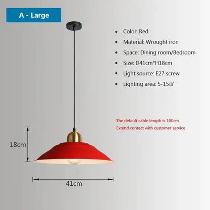 Red wrought iron pendant light with gold-toned accent from decorbites iron industrial chandeliers for dining room use
