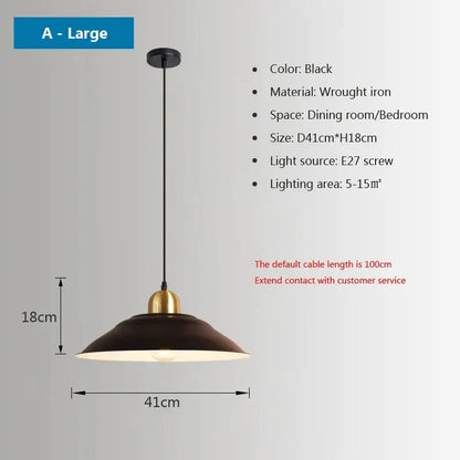 Black wrought iron pendant light with brass accent and dome shade from decorbites iron industrial chandeliers collection