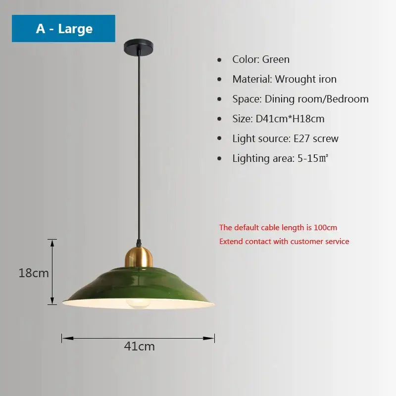 Green wrought iron pendant light with brass accent from Decorbites iron industrial enamel chandelier dining room light