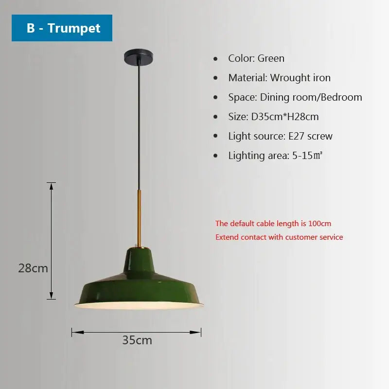 Green wrought iron pendant light with brass accent and dome shade from decorbites iron industrial chandeliers collection