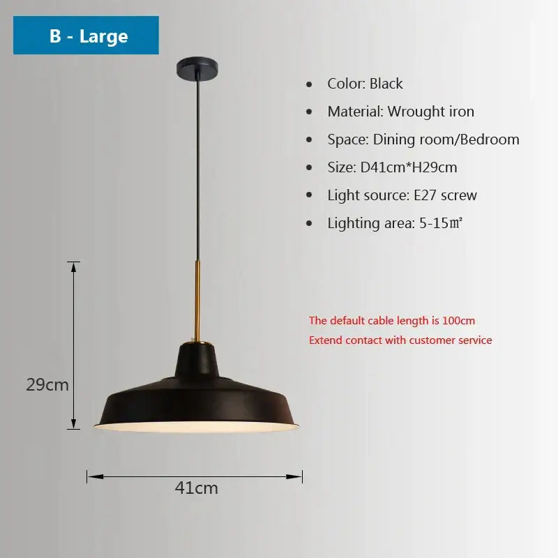 Decorbites iron industrial black wrought iron pendant light with matte finish and brass accent for dining room lighting
