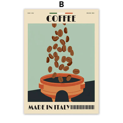 Italian Coffee Wall Art Canvas Print - B / 50X70cm No Framed - Posters