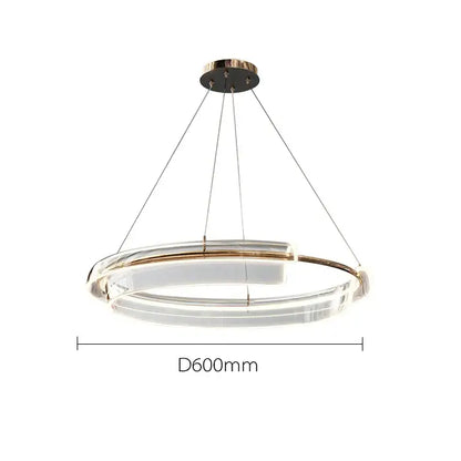 Modern decorbites italian minimalist gold double ring chandelier with clear acrylic rings and metal accents for living room