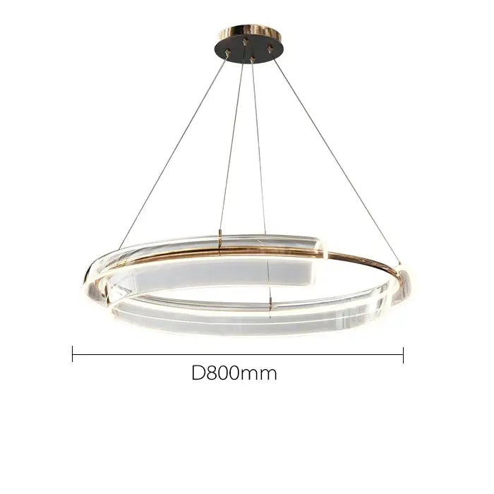 Decorbites italian minimalist gold double ring chandelier with clear acrylic rings and metal accents for living room