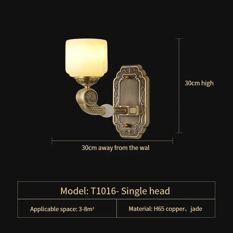 Antique brass and jade single-head wall sconce with ornate vintage design for decorbites jade copper chandelier