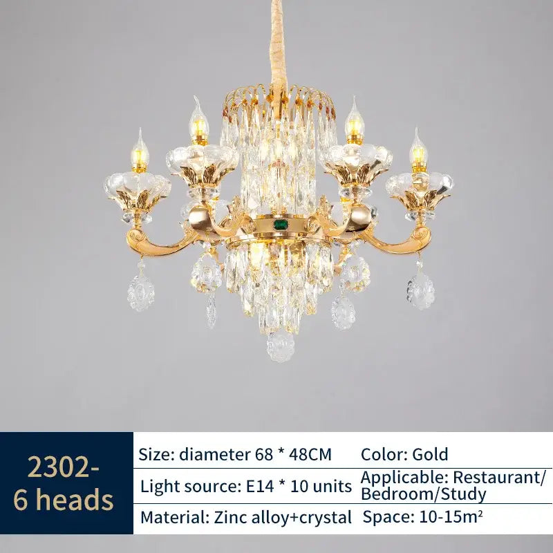 Gold-finished decorbites jade crystal chandelier with floral arms, crystal droplets, and 10 e14 lights for living room
