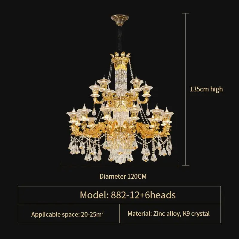 Golden decorbites jade crystal chandelier with clear crystal accents 135cm height for elegant living room lighting