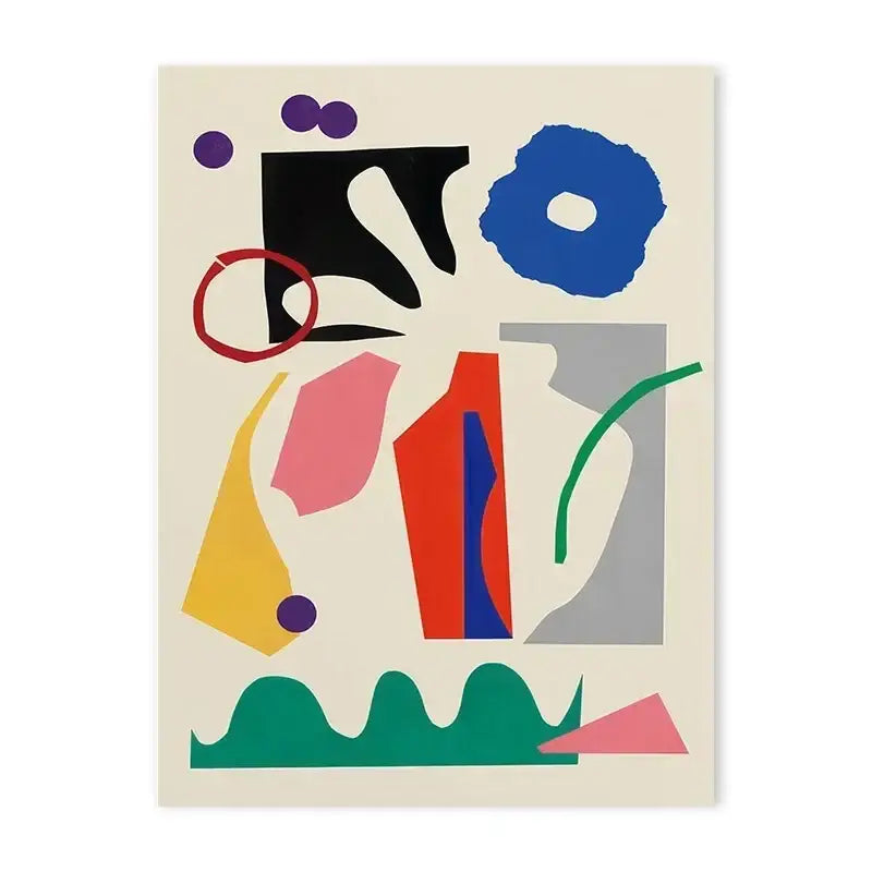 Abstract art canvas print by decorbites featuring bold geometric shapes and vibrant colors in japanese abstract blue wave style