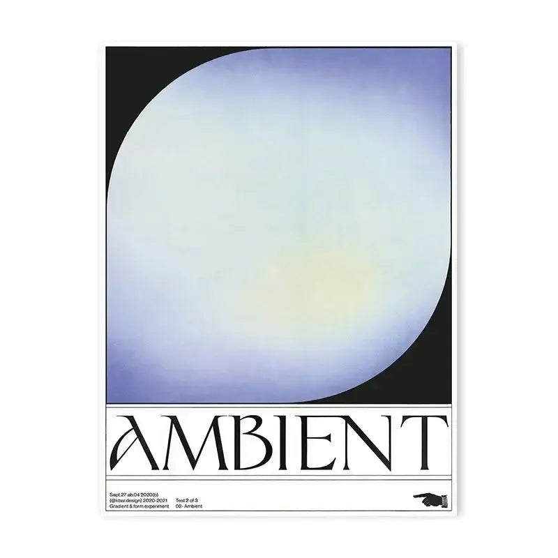 Decorbites™ japanese abstract blue wave canvas print featuring a minimalist glowing gradient circle on black background