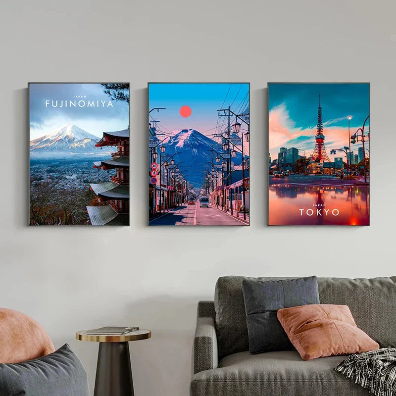 Japanese City Landscape Canvas Wall Art - Posters