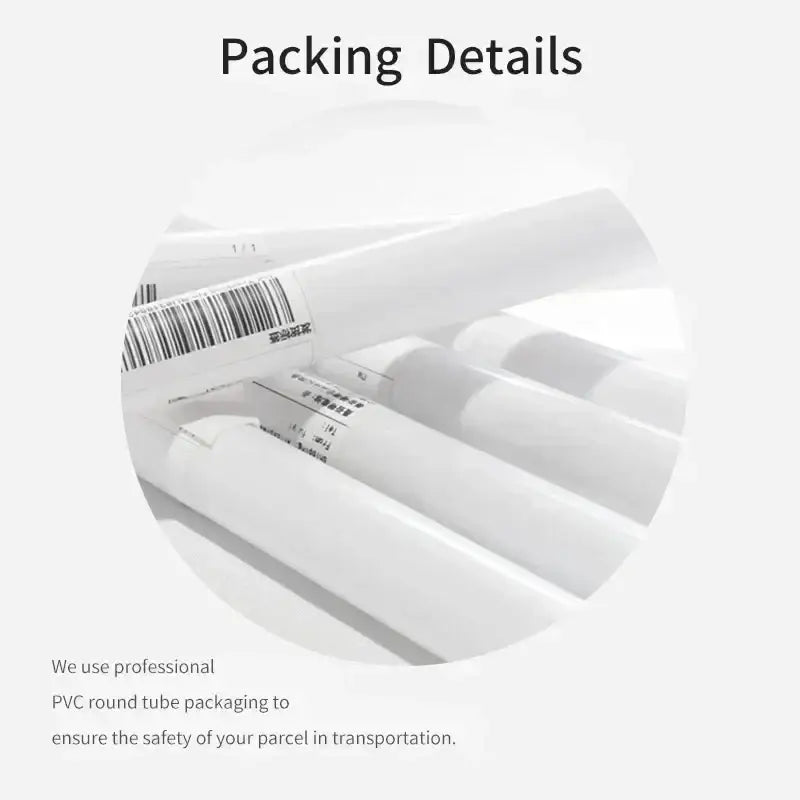 White pvc round tubes with barcode labels for packaging decorbites™ japanese city landscape canvas wall art