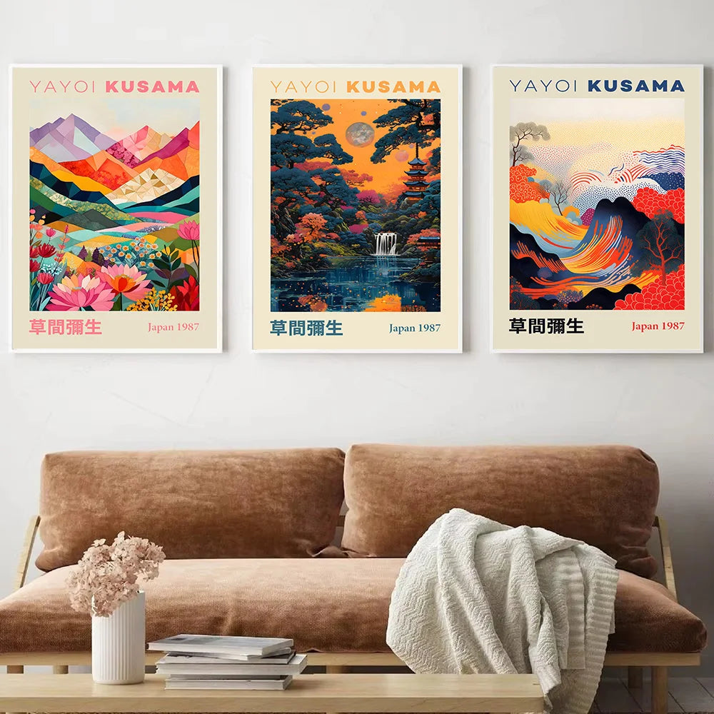 Japanese Geometric Mountain Landscape Exhibition Canvas Art - Posters