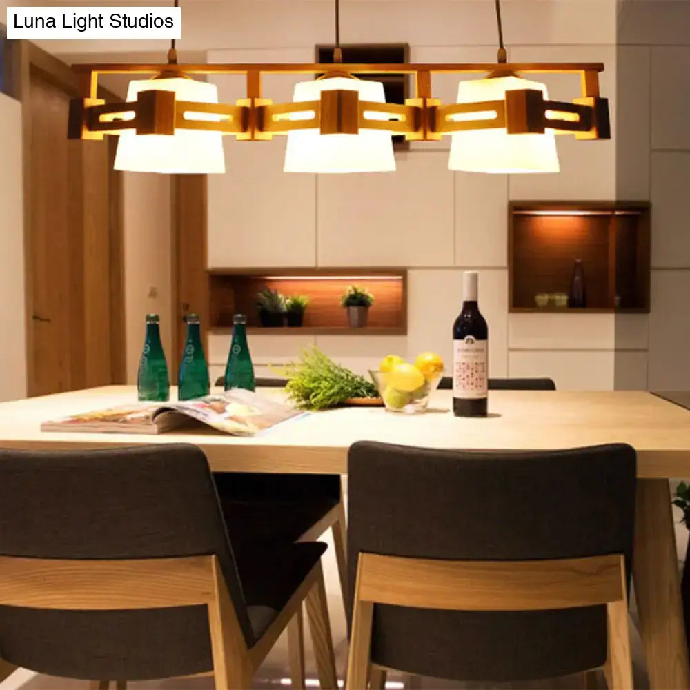 DecorBites™ Japanese 3-bulb pendant dining room light with brass finish white fabric shades 220v-240v led incandescent fluorescent