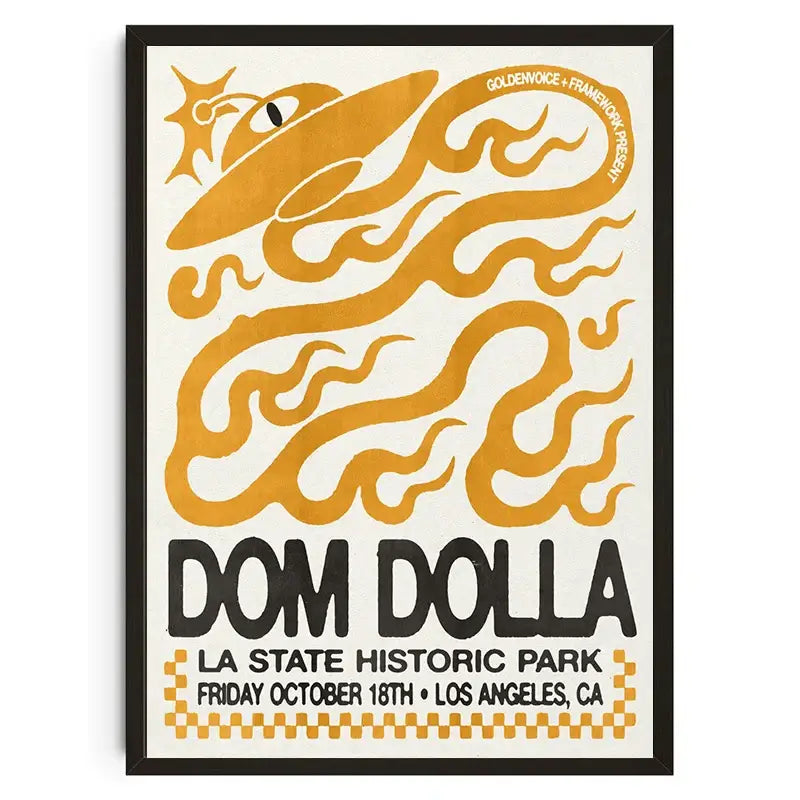 A framed DecorBites™ canvas wall art featuring a stylized golden snake and bold black text with koi cat design