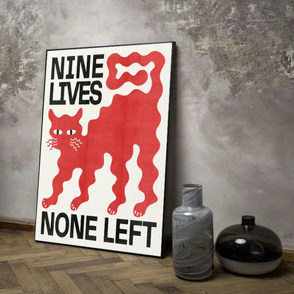 Japanese Koi Cat Abstract Wall Art Print - Posters