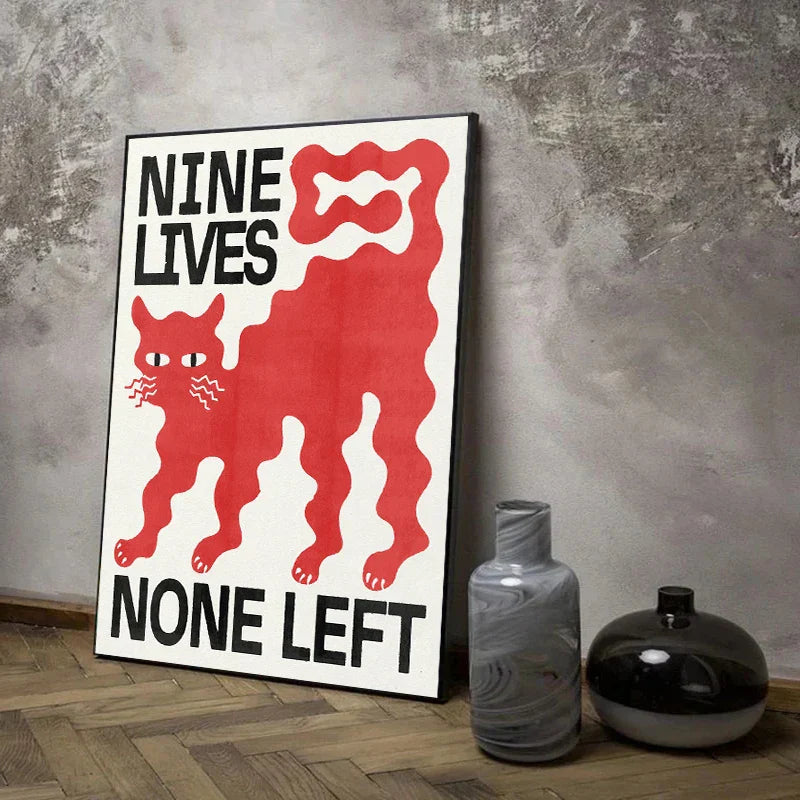 Japanese Koi Cat Animal Canvas Wall Art - Posters