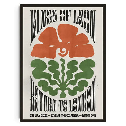 A framed decorbites™ japanese koi cat canvas wall art featuring bold black lettering and orange green floral designs