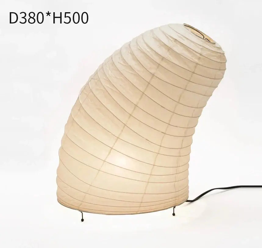 Beige decorbites japanese style paper floor lamp with curved segmented design and black cord for living room lighting