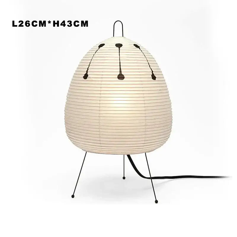 Cream-colored decorbites japanese style paper floor lamp with black metal stand and hanging cord for living room lighting