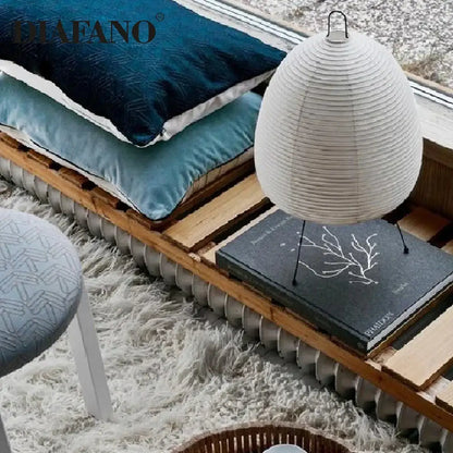 White paper lantern floor lamp with ribbed texture and black wire stand decorbites japanese style paper lighting