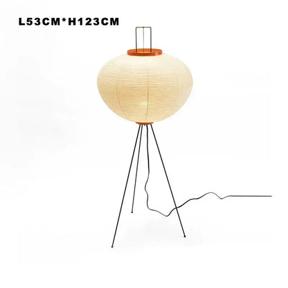 Cream-colored decorbites japanese style floor lamp with paper shade and wooden tripod base for living room lighting