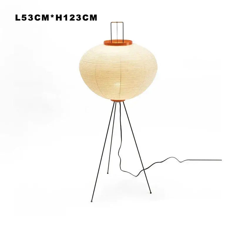 Cream-colored decorbites japanese style floor lamp with paper shade and wooden tripod base for living room lighting