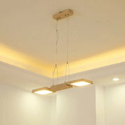 DecorBites™ japanese wood square led pendant light with acrylic shade and warm white illumination for modern spaces