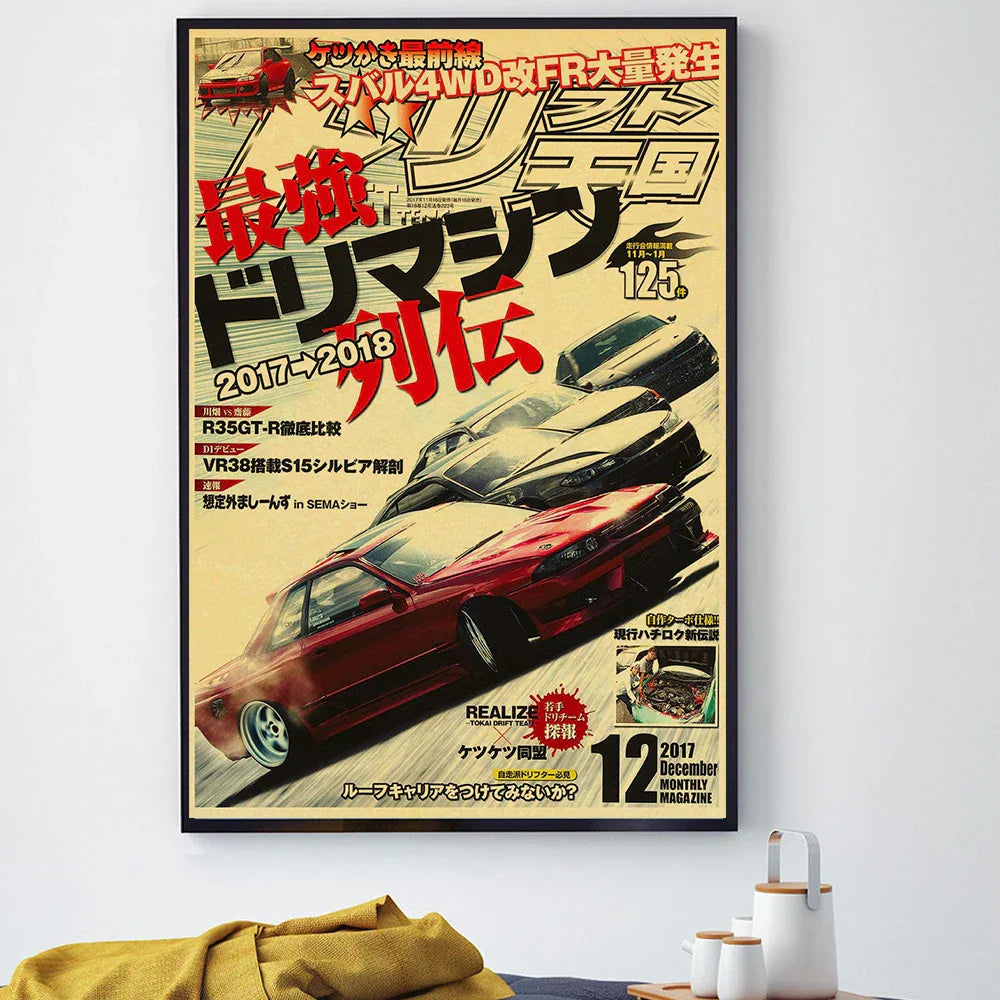 JDM Retro Racing Car Poster Prints - Posters