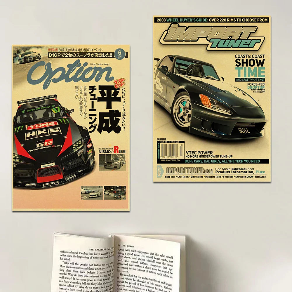 JDM Retro Racing Car Poster Prints - Posters