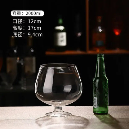 Clear glass snifter with wide bowl and slender stem from Decorbites jumbo party large capacity goblet collection
