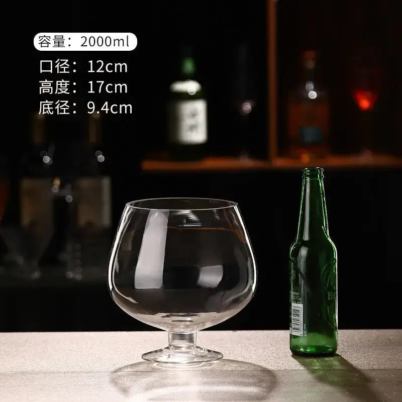 Clear glass snifter with wide bowl and slender stem from Decorbites jumbo party large capacity goblet collection