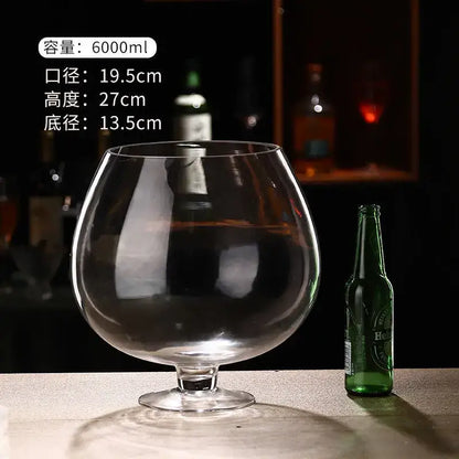 Clear glass decorbites jumbo party decanter with wide rounded bowl and short stem for elegant dining use