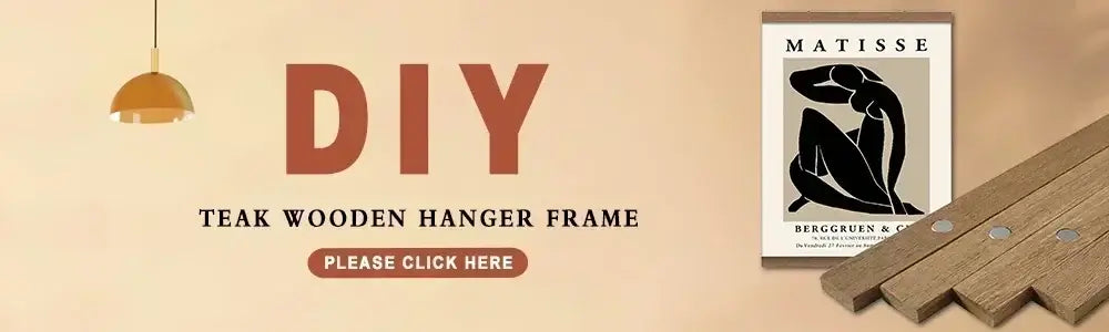 Teak wooden hanger frame with warm natural finish and minimalist design for decorbites jungle animal nursery wall art set