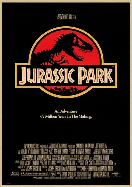 Decorbites™ jurassic park dinosaur canvas wall art featuring black t-rex silhouette on red circular background with gold trim