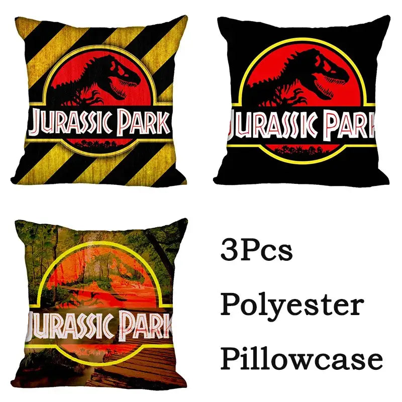 Set of three decorbites jurassic park dinosaur polyester pillowcases with vibrant colors for living room decor
