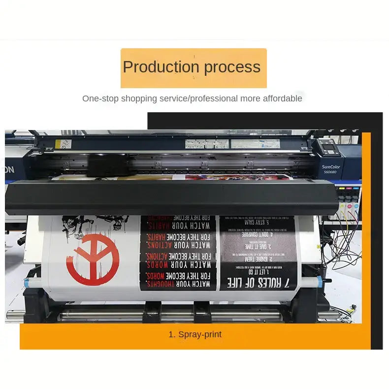 Surecolor 5068d industrial inkjet printer printing bold red logo on white roll for kawaii cat anime canvas wall art