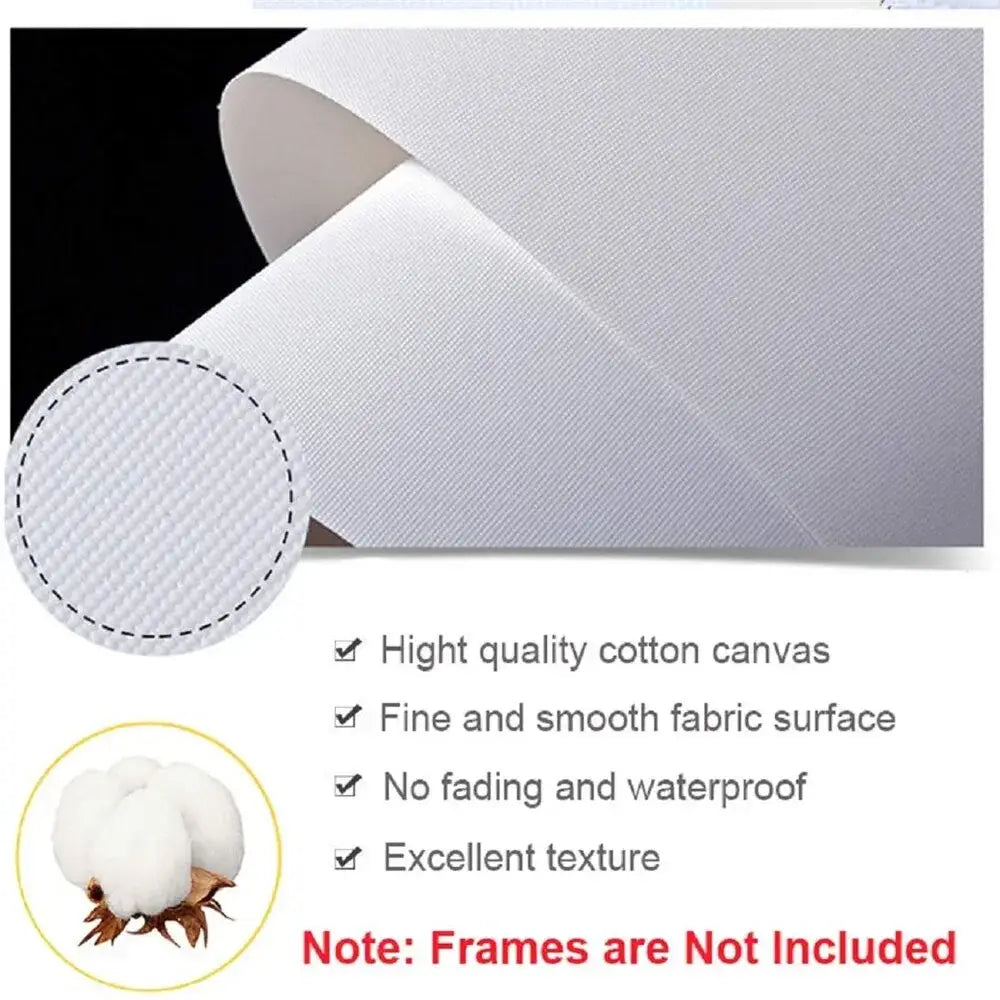 White cotton canvas fabric with fine smooth texture and subtle woven pattern for decorbites kawaii cat anime canvas wall art