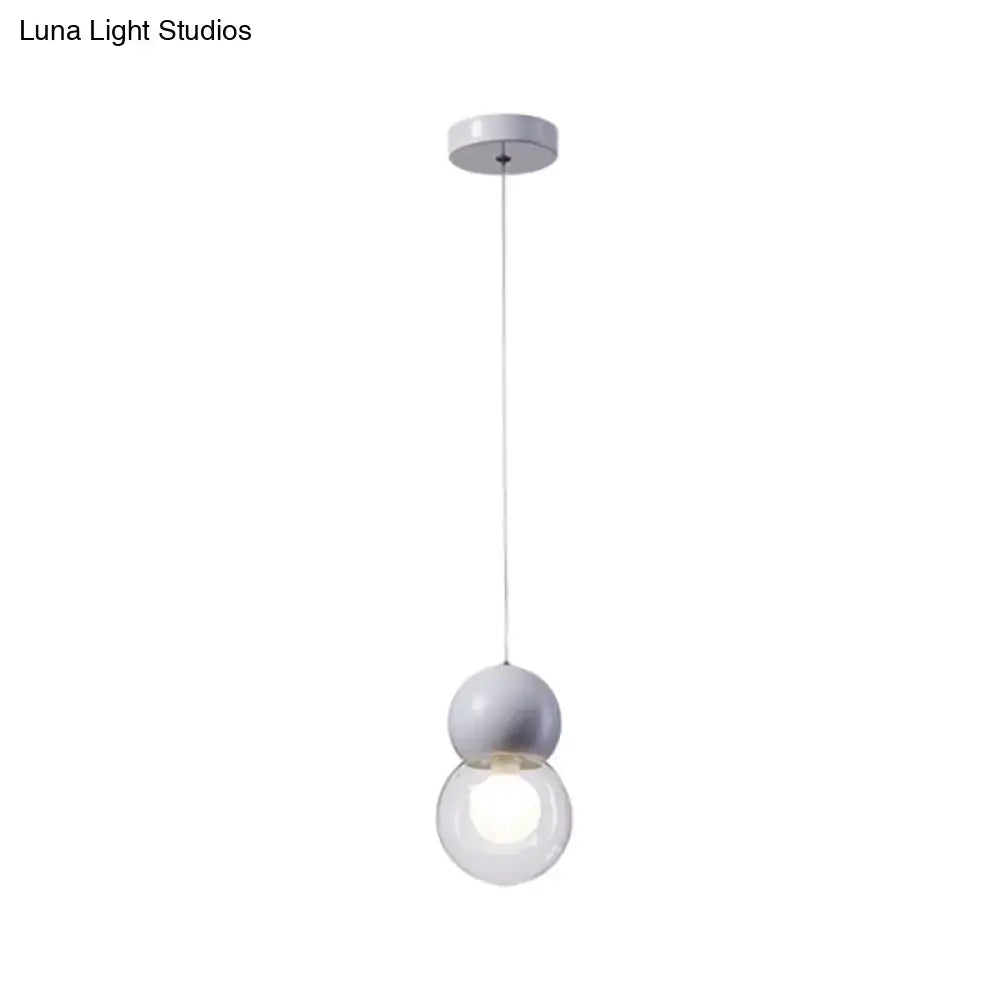 Minimalist decorbites kids bedside pendulum light with stacked matte white and clear glass shades macaron ceiling pendant