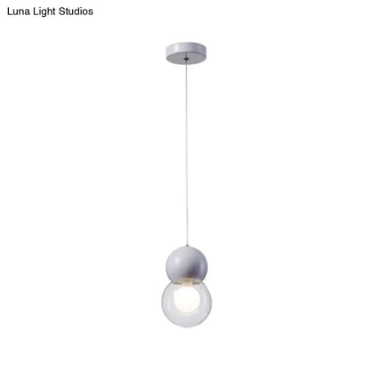Minimalist decorbites kids bedside pendulum light with stacked matte white and clear glass shades macaron ceiling pendant