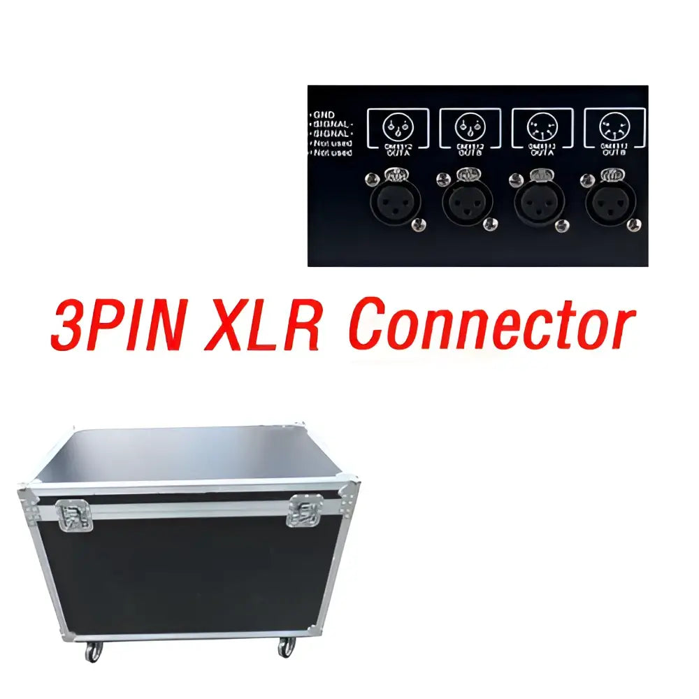 Black flight case with silver aluminum edges and caster wheels for decorbites king kong lighting console event room use