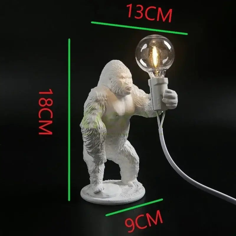 White resin decorbites king kong led desk lamp holding clear filament bulb for living room lighting