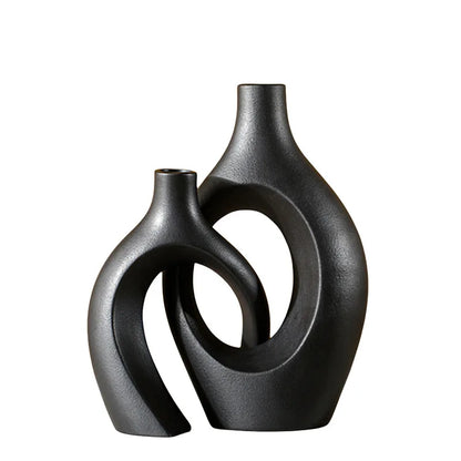 Large 21cm CAPIRON Ceramic Vase Home Decor - Large black - Vase