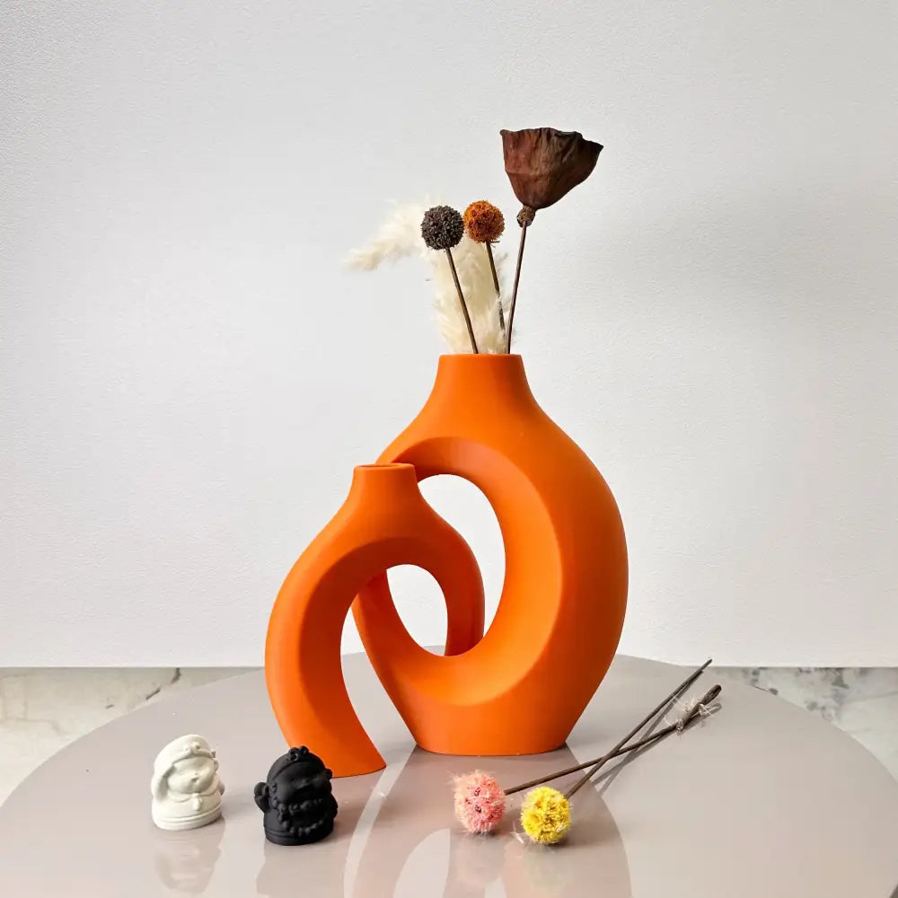 Large Dried Vase Set for Home and Office - Orange M Orange S - Vase