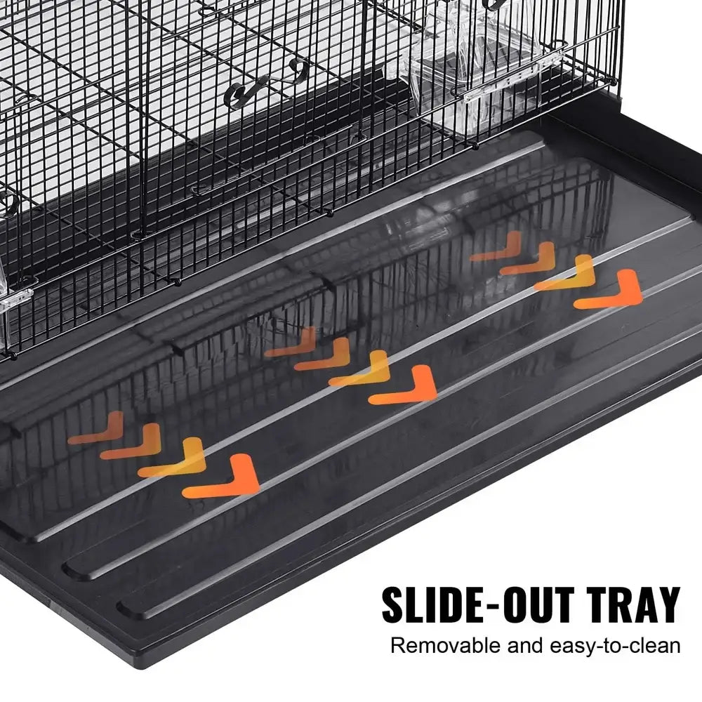 Black plastic slide-out tray with orange arrows for decorbites large metal bird cage for cockatiels and parakeets