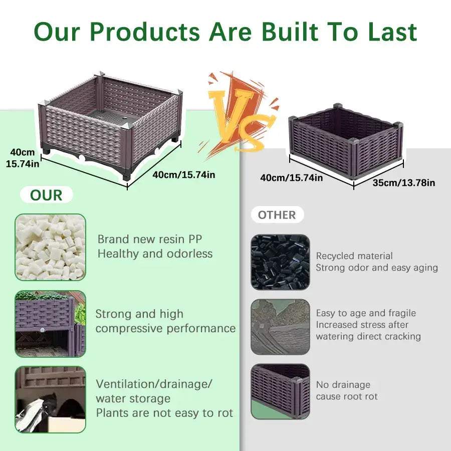 Brown woven resin large flower pot with sturdy ventilated design and integrated drainage for outdoor gardening