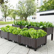 Decorbites™ large brown woven plastic flower pot filled with fresh green lettuce for indoor and outdoor gardening