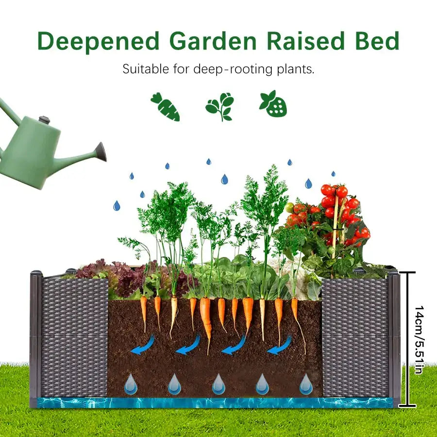 DecorBites large dark gray woven plastic flower pot with deep soil for indoor and outdoor gardening of vegetables