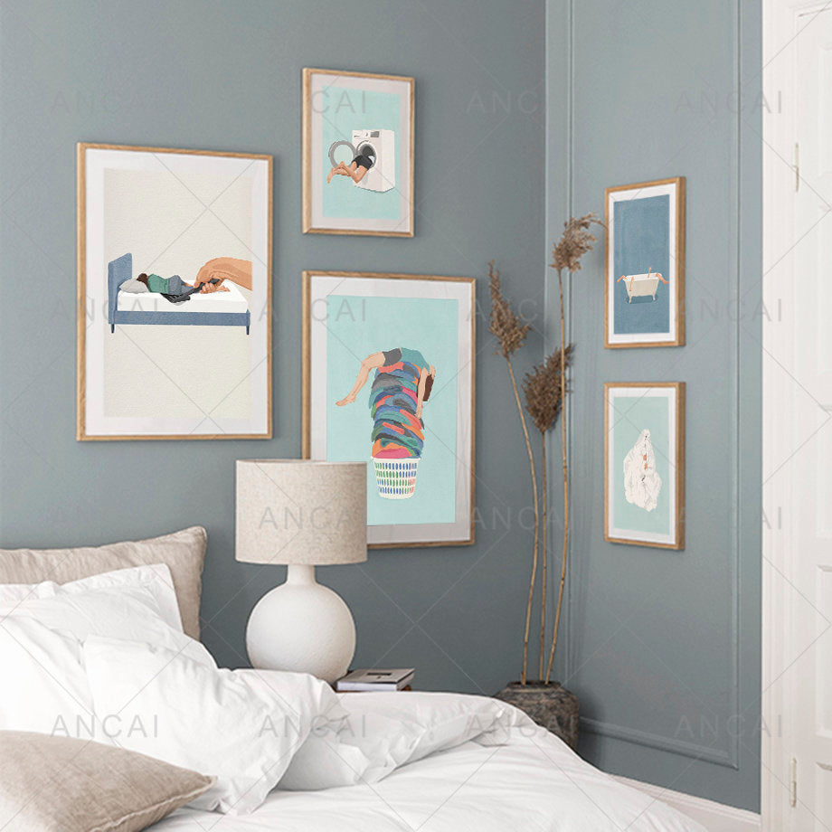 DecorBites™ ’Laundry Girl Nordic Wall Art Print’